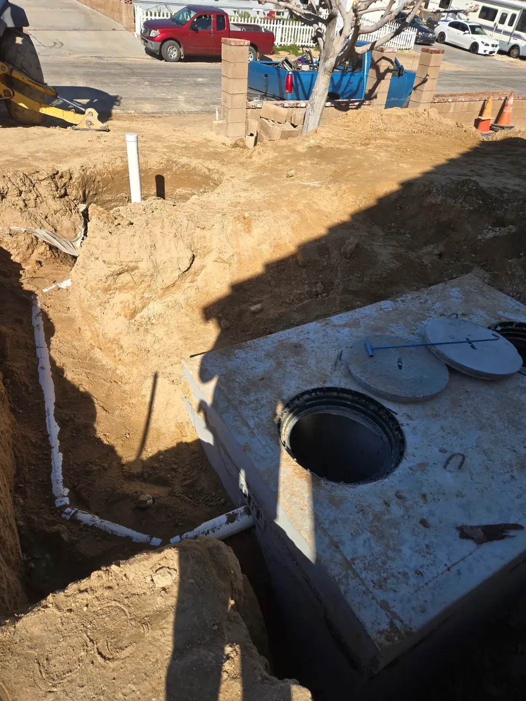 Septic utility project under construction
