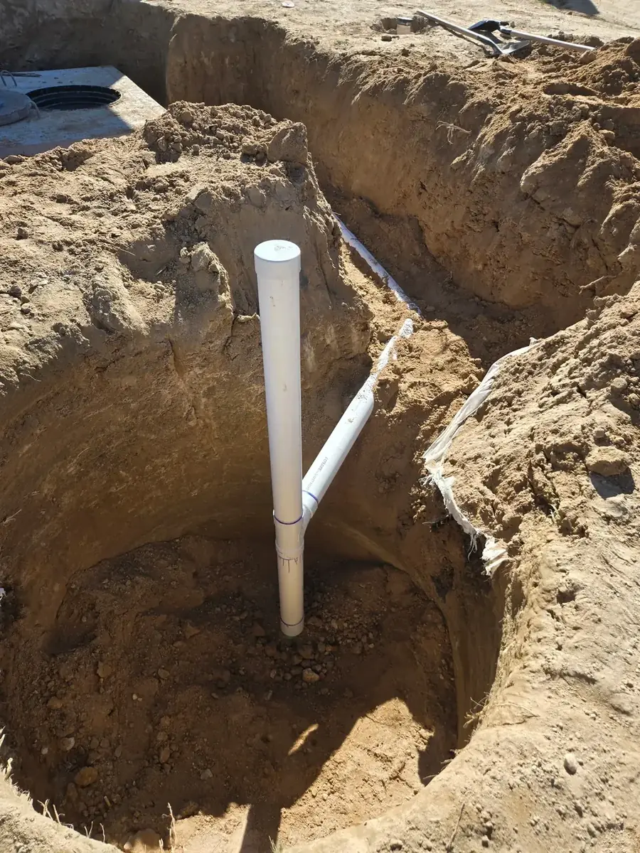 Ventilation piping installed for a septic system